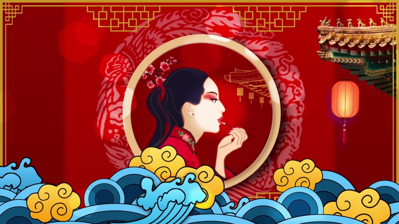 古风背景视频 中国风 意境春天 桃花 水墨 47