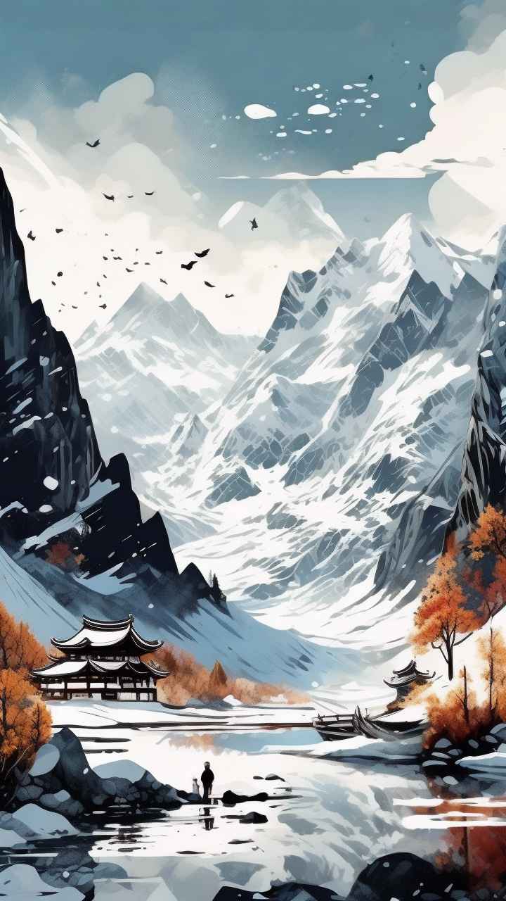 雪山高原冰川插画 43