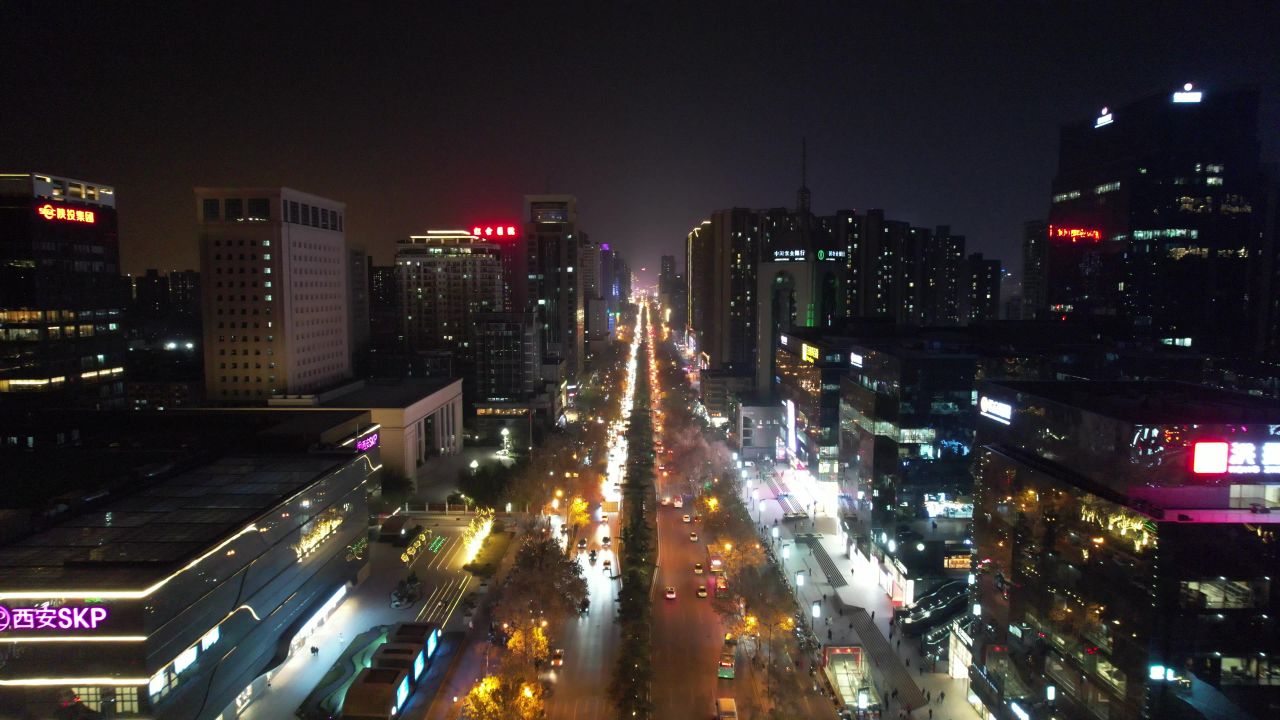 西安永宁门夜景灯光航拍