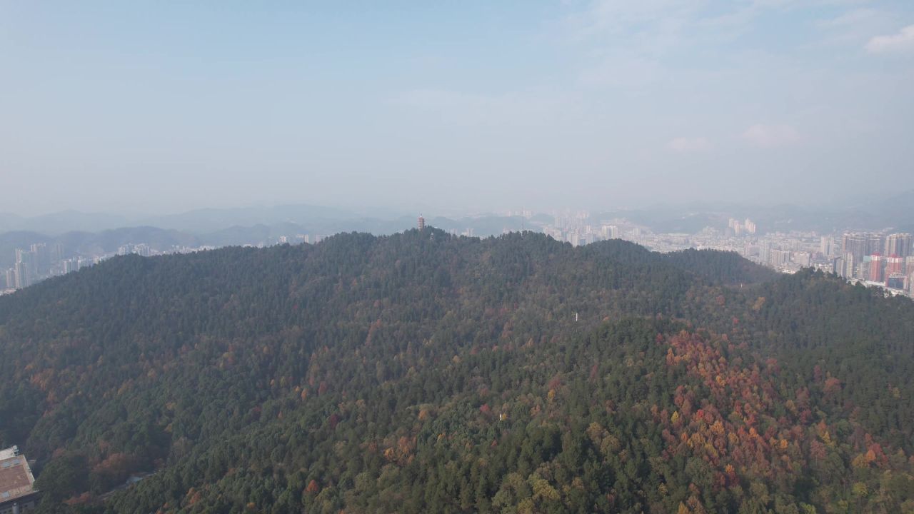 贵州遵义城市风光凤凰山公园航拍 