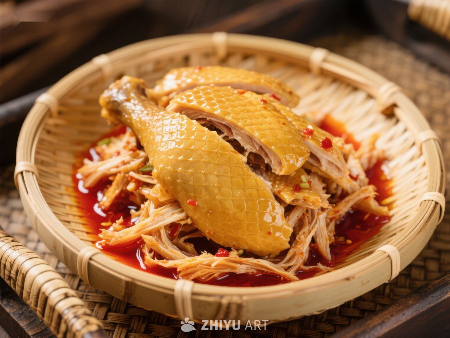 竹篮中的香辣手撕鸡 1823