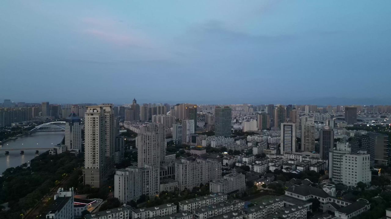航拍浙江宁波建设宁波风光
