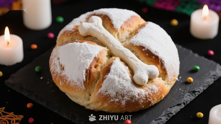 传统节日面包，撒粉装饰