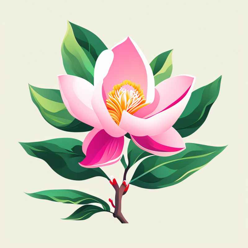 春季玉兰花扁平插画 2