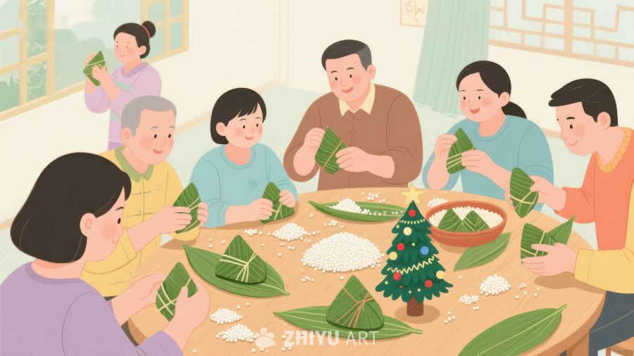 家庭围坐包粽子，共庆佳节 208