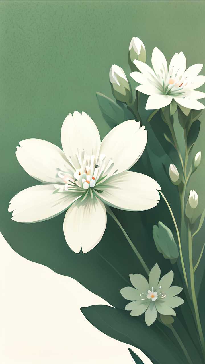 小白花淡绿色