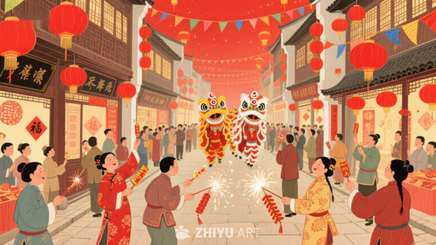 热闹街市舞狮迎新春 815