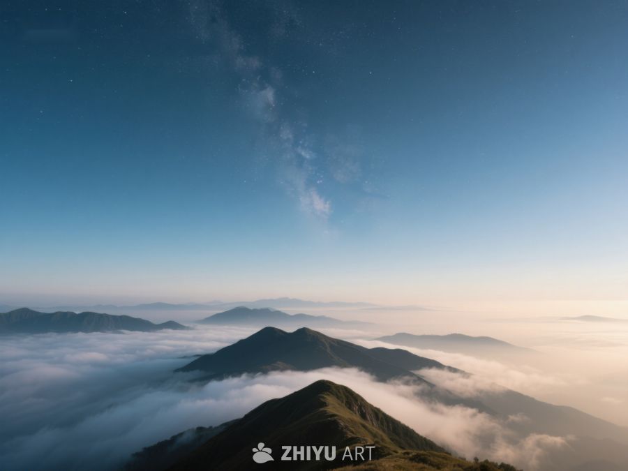 云海之上，星辰与山峦的静谧对话 602