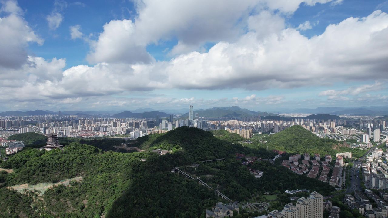浙江台州城市风光地标建筑航拍 