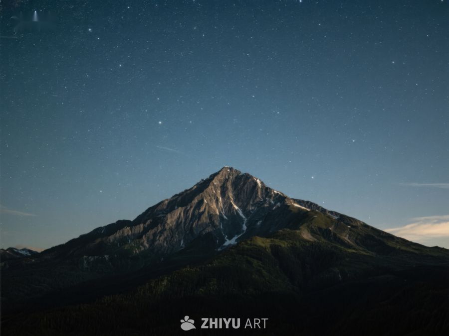 夜空下的巍峨山峰 388
