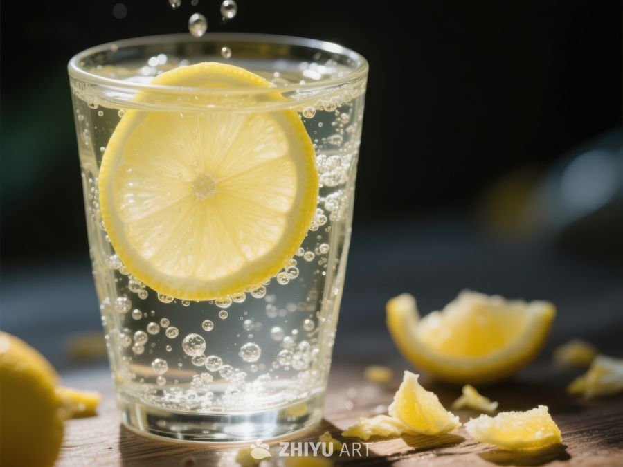 柠檬片泡在气泡水中 307
