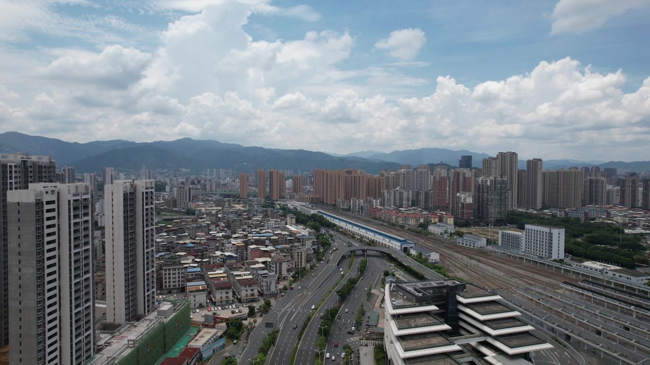福建龙岩火车站龙岩站航拍