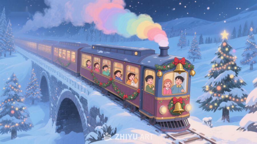 冬日雪景中的节日火车 22