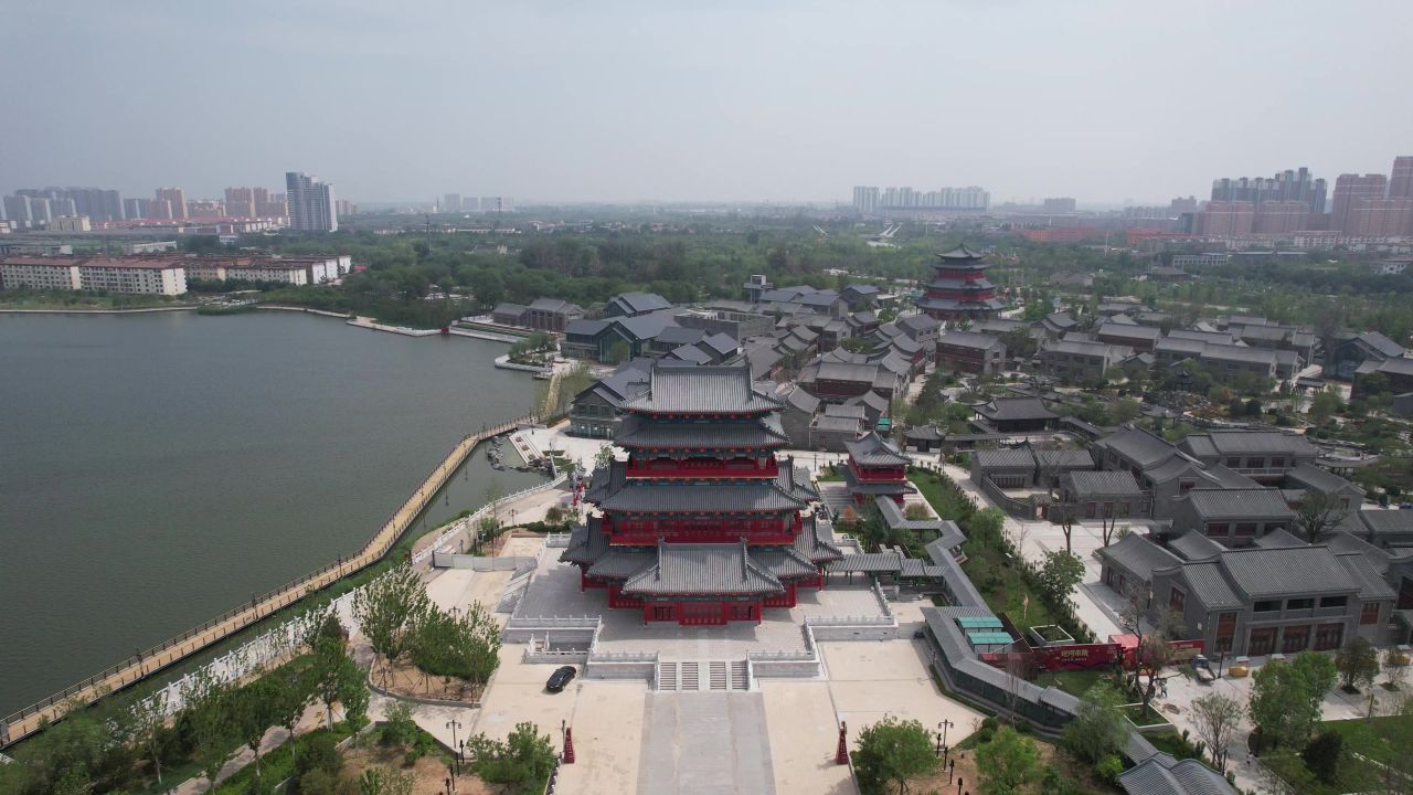 河北沧州城市风光地标建筑航拍  