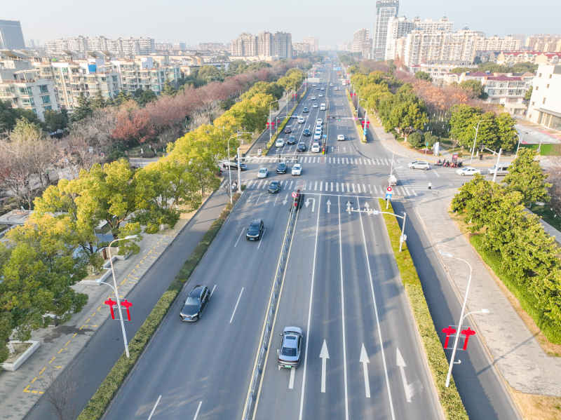 航拍昆山城镇道路风光新春氛围 67