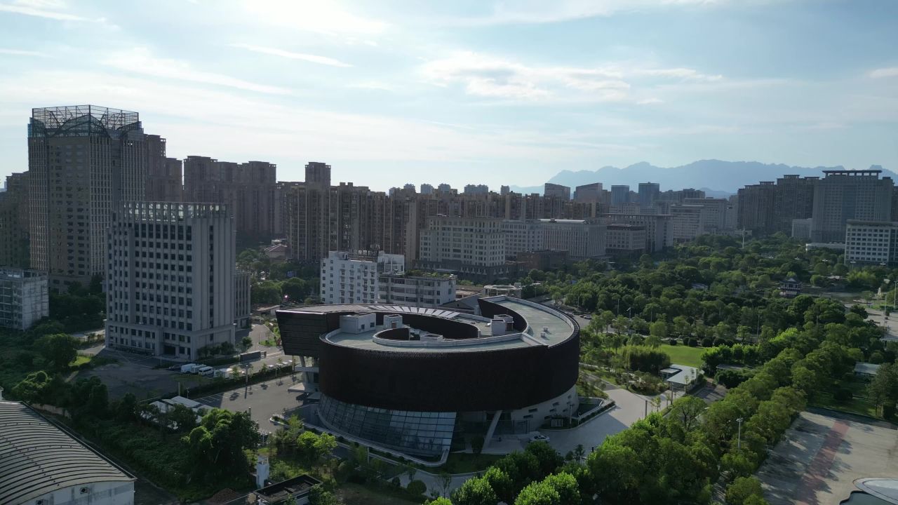  航拍江西上饶市美术馆