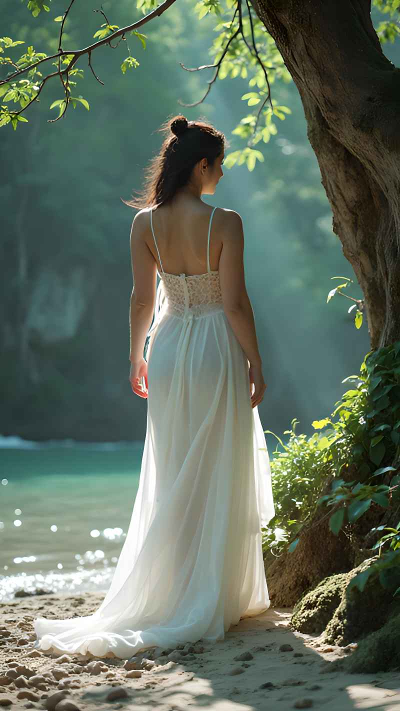 森林系白色连衣裙美女拍色 7