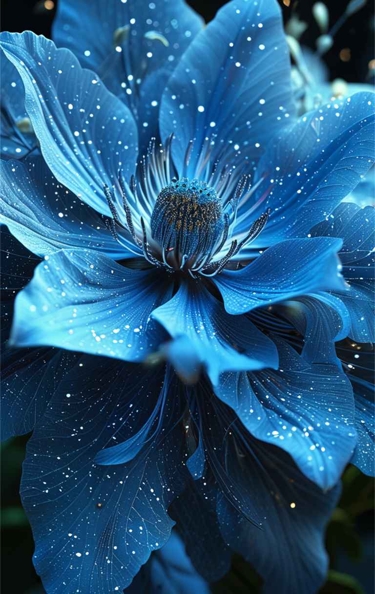 一朵独特的蓝色艺术花，花瓣形状奇异 1
