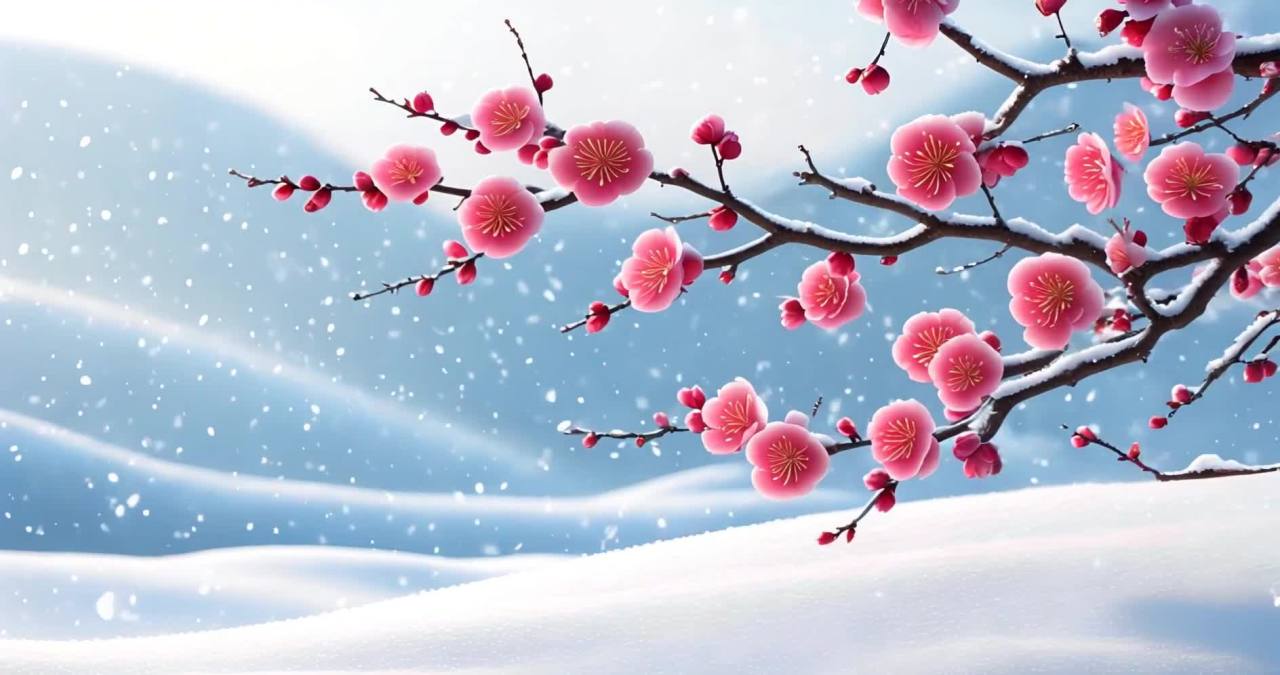 雪中盛开的梅花：冬日浪漫与生命力的绽放