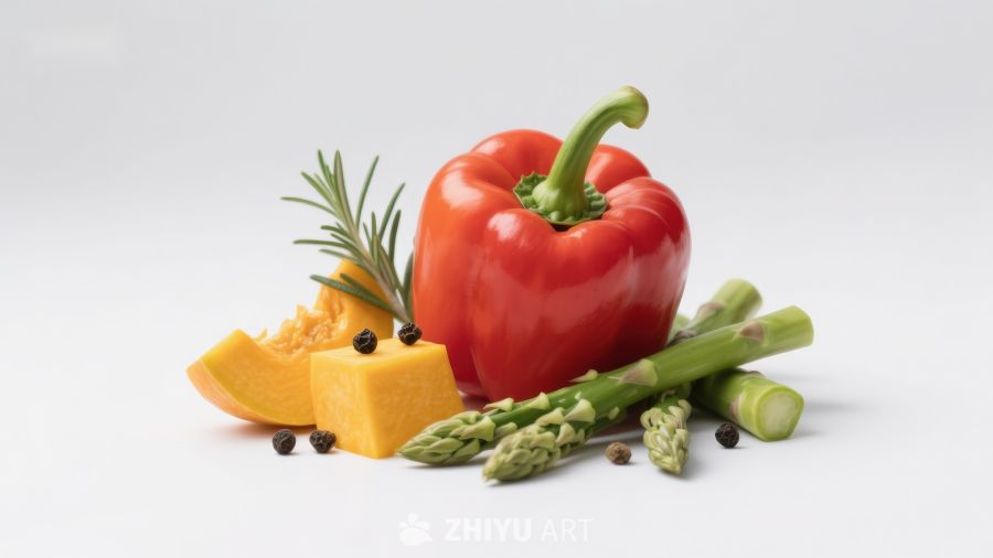 新鲜蔬菜与香料组合