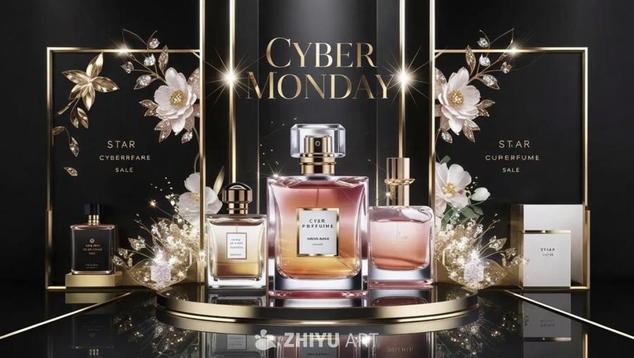 图片中，黑色的背景上以金色字体展示“Cyber M