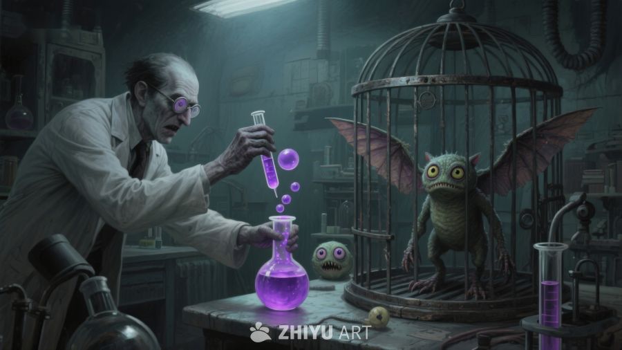 科学家与笼中生物的实验室奇遇