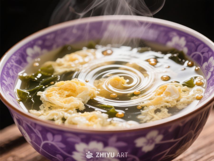 热气腾腾的紫碗蛋花汤 797