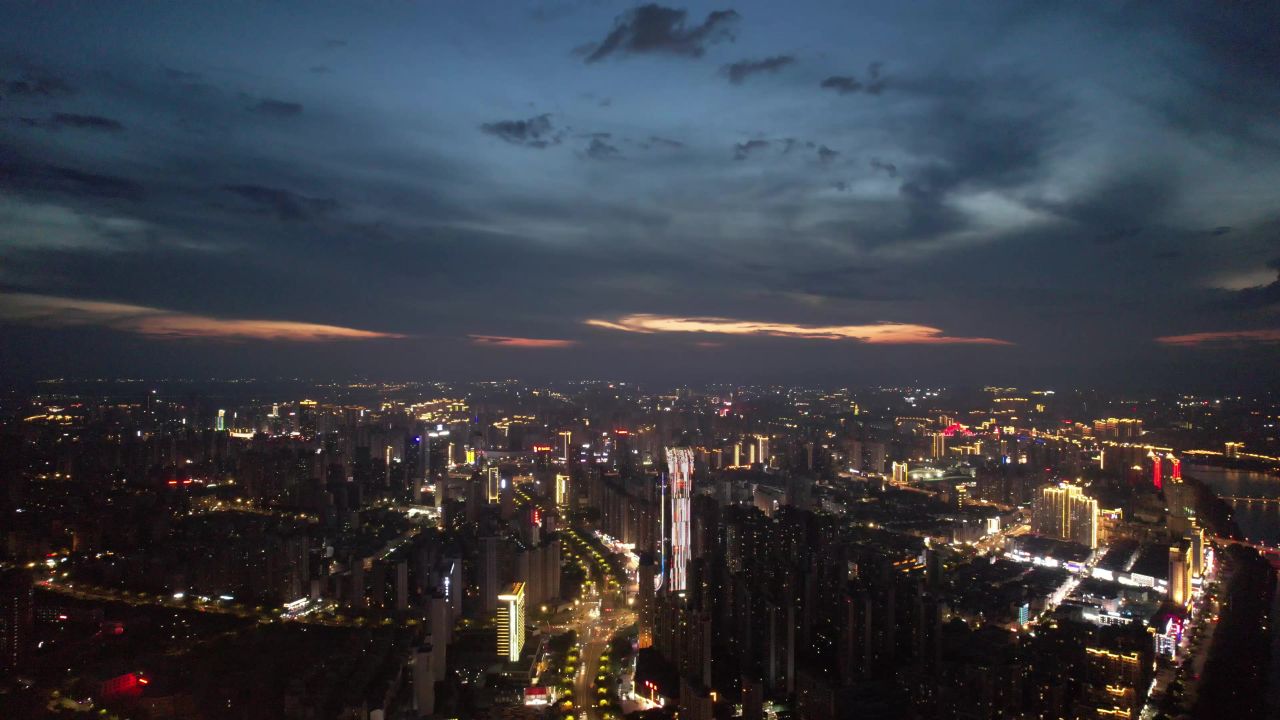江西赣州城市夜景航拍