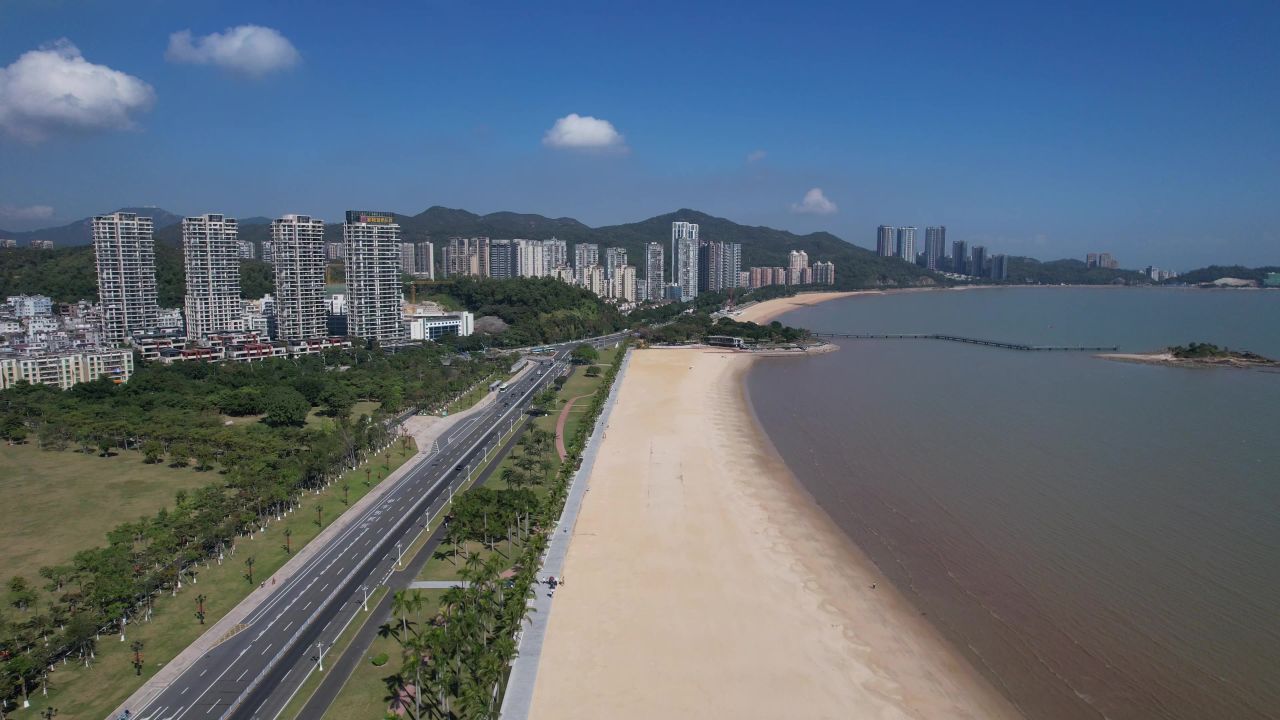 广东珠海城市风光航拍 