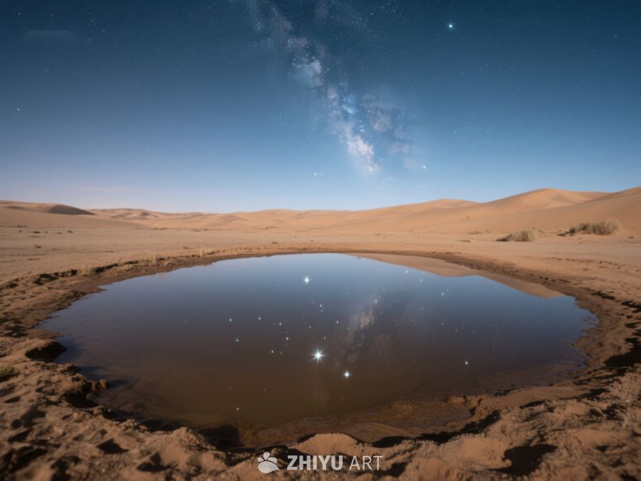 沙漠夜景：星河倒映池塘 83