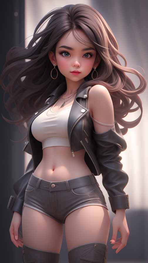 牛仔女孩酷酷的