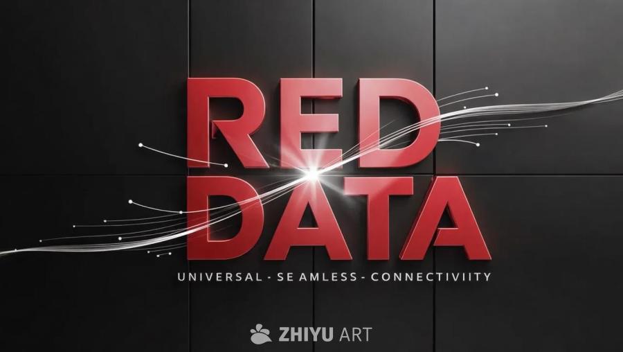 黑色背景上，红色大字“RED DATA”位于上方，