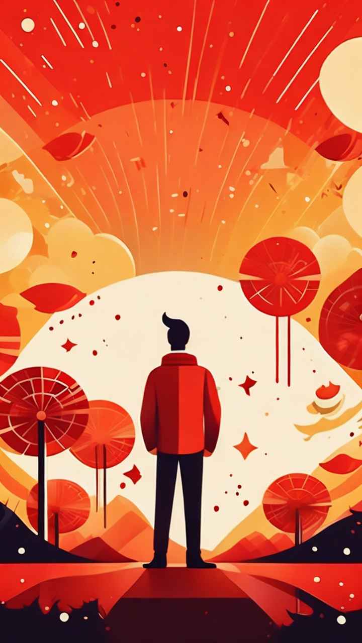 春节爆竹简约插画 34