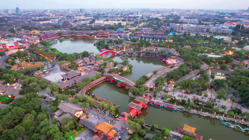 河南开封城市风光旅游景区航拍图 
