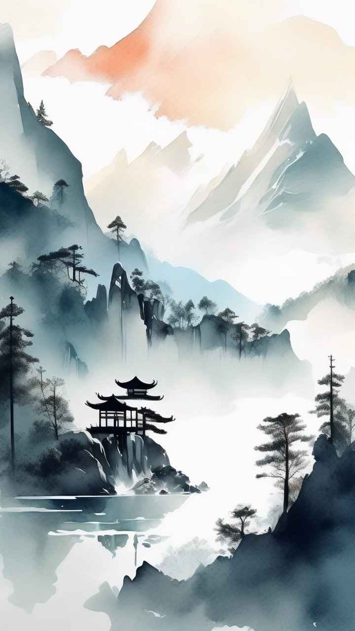 国风山水画背景插画 35