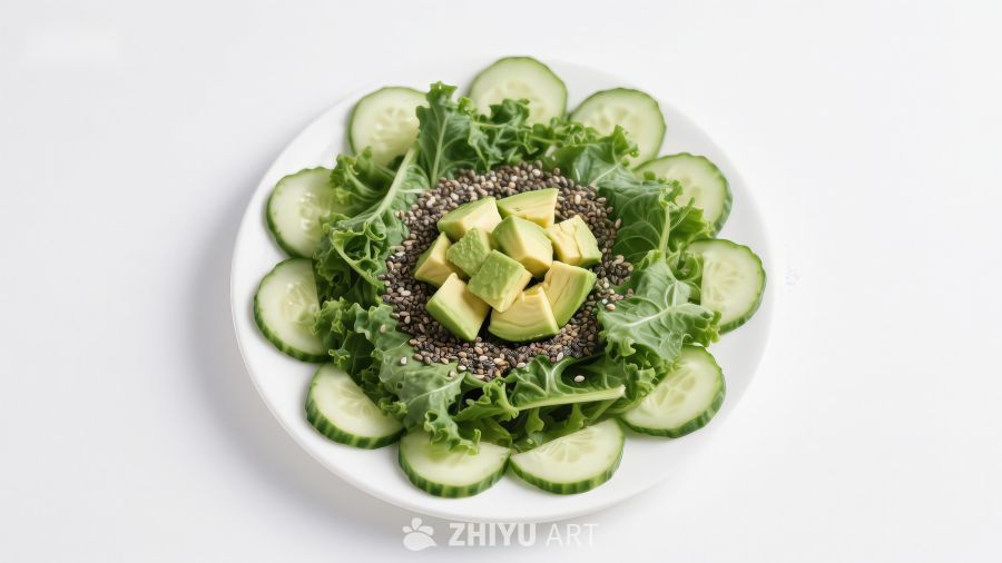 绿色蔬菜沙拉摆盘