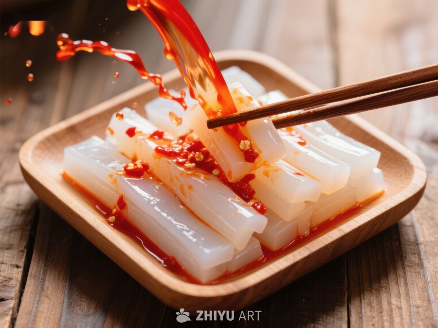 红油浇灌的白色凉粉 242