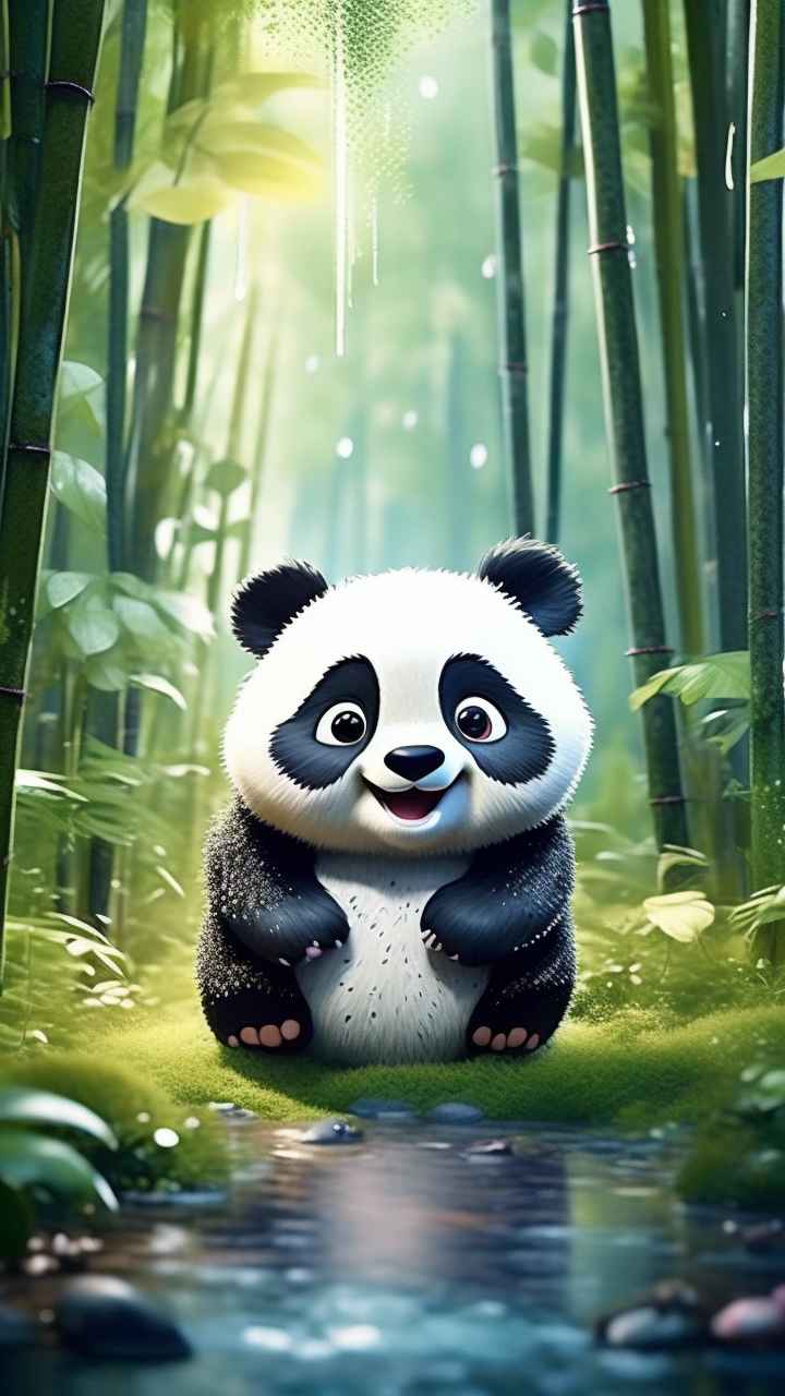 竹林背景雨林熊猫 83
