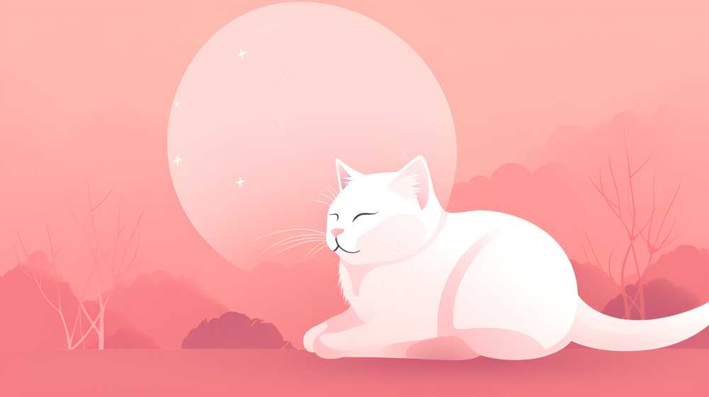 猫咪插画粉色