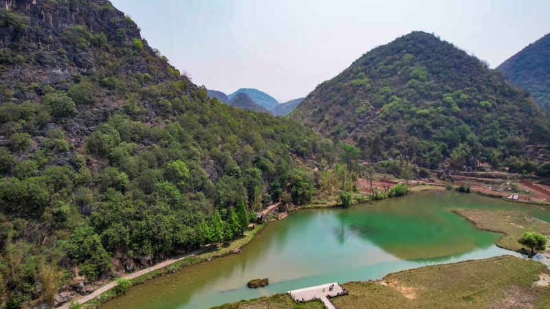 航拍云南普者黑5A景区风景