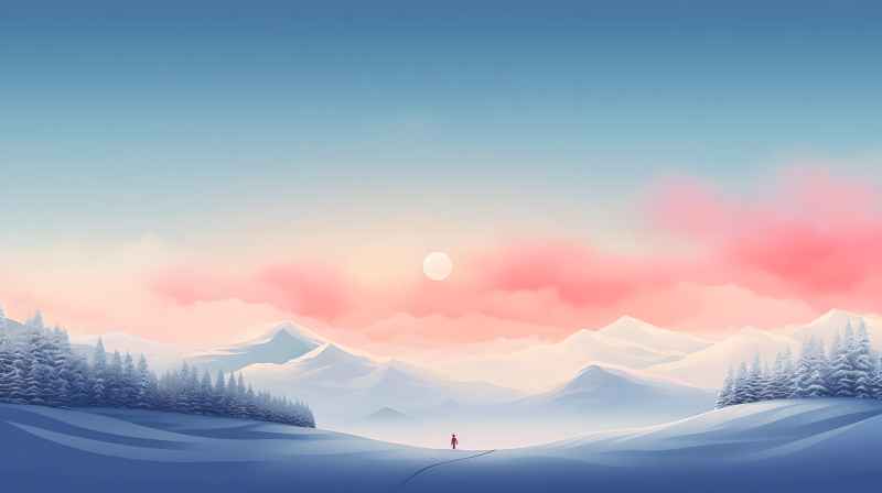 冬季唯美雪景创业插画 49