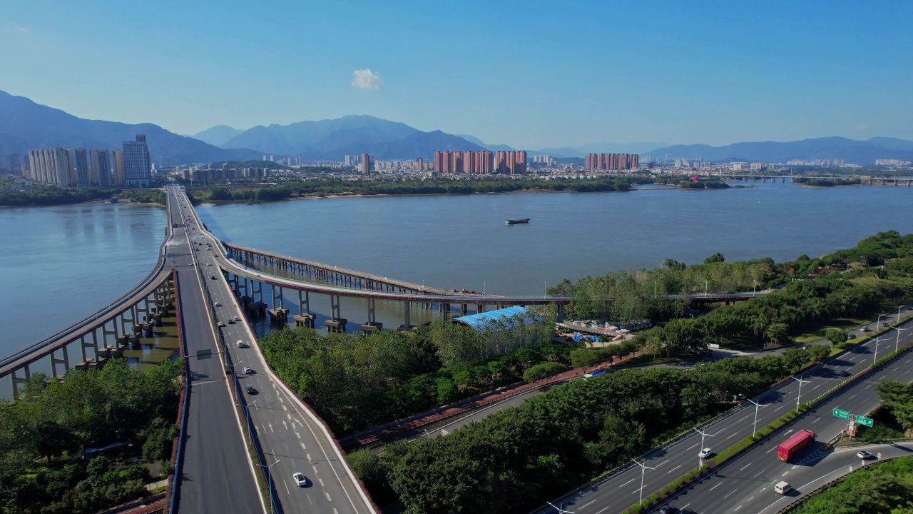 航拍福州橘园洲大桥景观 6