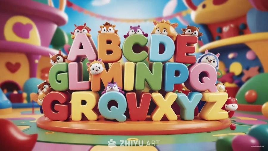 由A到Z的26个英文字母堆叠在一起，每个字母颜色各