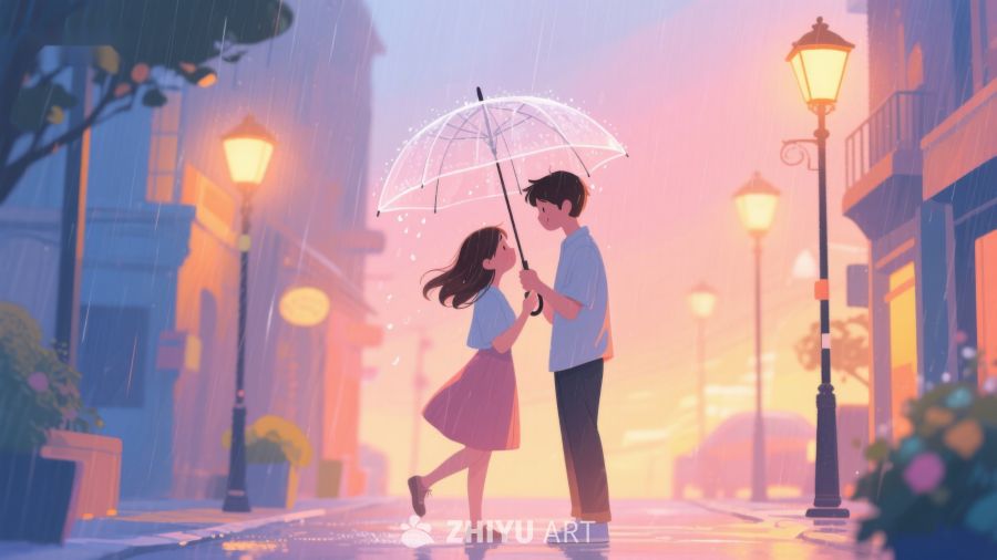 雨中情侣共撑伞 657