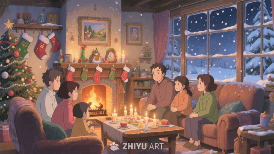 温馨家庭圣诞夜围炉共聚 253