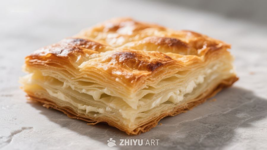 金黄酥脆的千层糕点