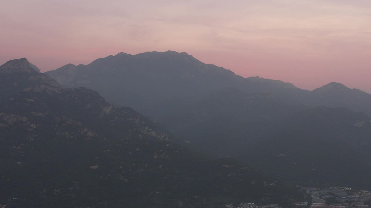 山东泰安城市风光航拍 
