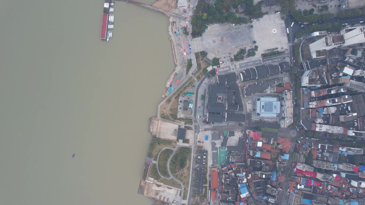 湖南岳阳城市风光旅游景区地标建筑航拍 