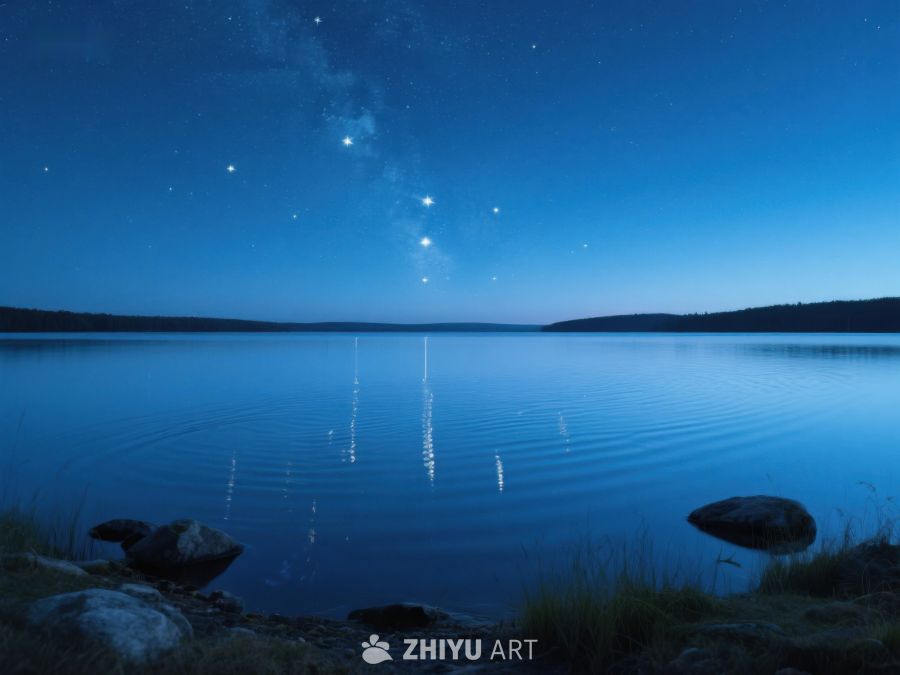 夜空下的宁静湖面 356