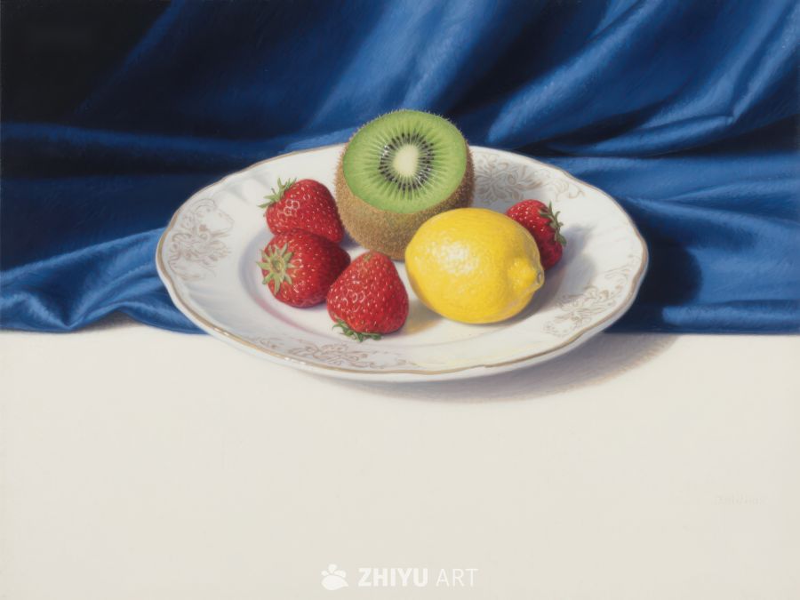水果静物：猕猴桃、柠檬与草莓 460